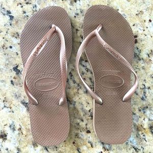Havaianas Slim Gold Flip Flops 39/40